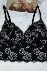 Lace Detail Strappy Bralette in Black