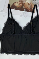 Lace Detail Strappy Bralette in Black
