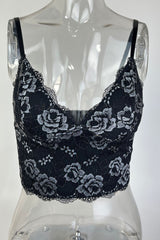 Lace Detail Strappy Bralette in Black