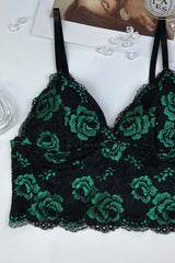 Lace Detail Strappy Bralette in Green