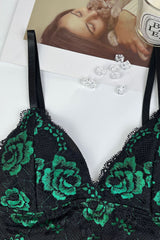 Lace Detail Strappy Bralette in Green