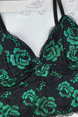 Lace Detail Strappy Bralette in Green