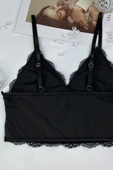 Lace Detail Strappy Bralette in Green