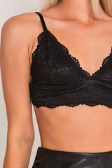 Strappy Lace Detail Crop Top in Black detail