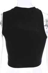 One Shoulder High Neck Crop Top in Black
