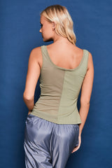 Half Mesh Top in Khaki