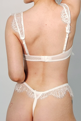 Lace Detail Bra & Matching Thong in White back