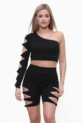 Knot Side Cycling Shorts in Black front 5