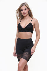 Strappy Lace Detail Crop Top in Black front 2