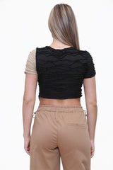 Angled Button Front Cropped Asymmetric T-Shirt Back