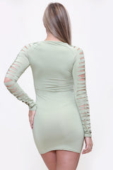 Cutout Slinky Long Sleeve Bodycon Mini Dress back