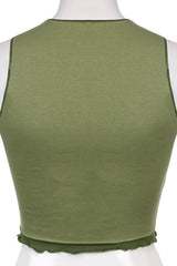 High Neck Extreme Cutout Crop Top in Khaki