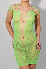 Extreme Cutout Lace Bodycon Mini Dress in Green