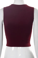 Sleeveless Printed Crop Top in Chocolate