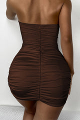 Ring Detail Strapless Ruched Mini Dress in Multi-Colours