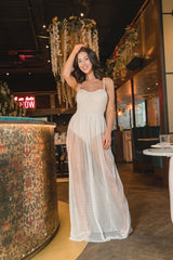 Spot Tulle Underwired Maxi Dress in White